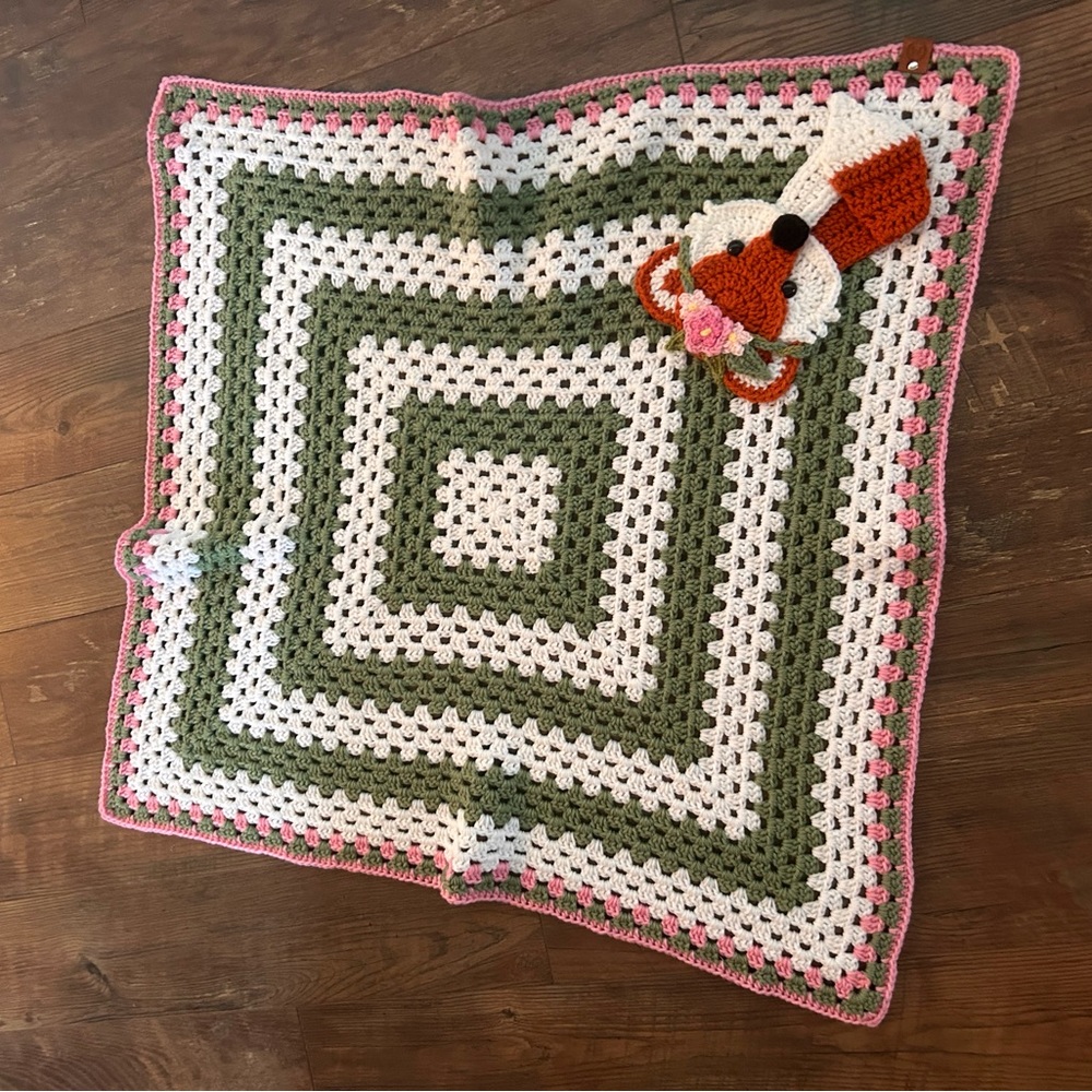Crochet fox baby blanket